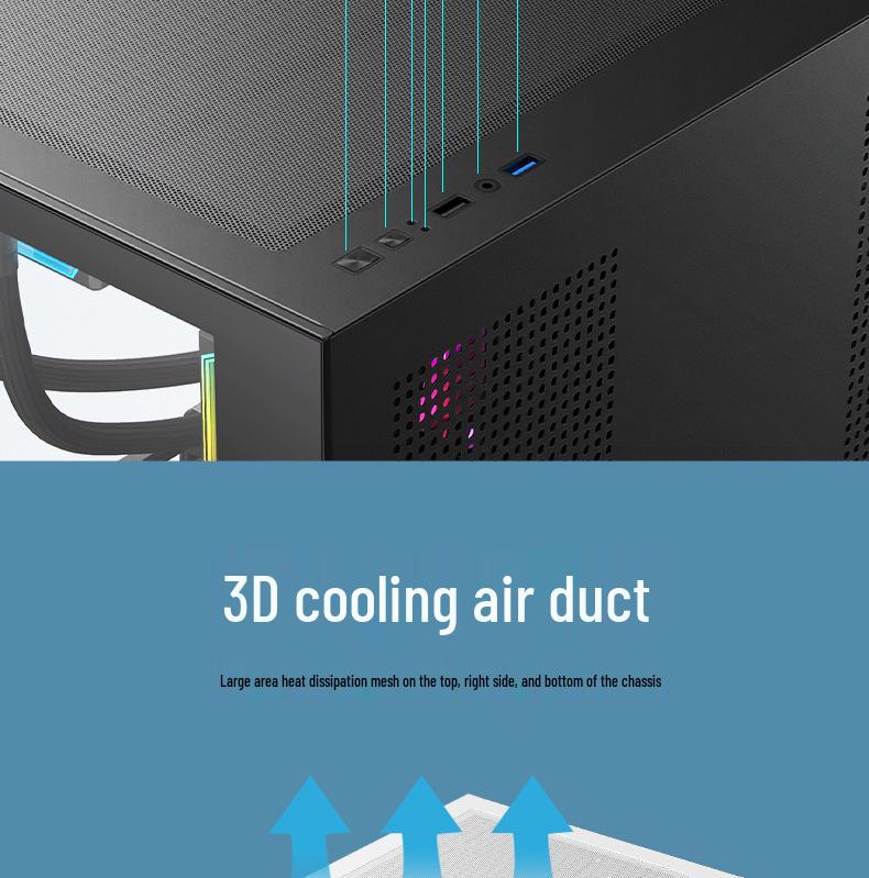 Panoramic Sea View 360 Water-Cooled Gaming Computer Case, M-ATX