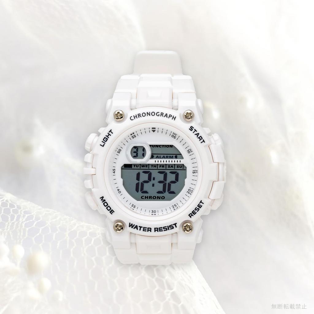 Fieldwork Damen Digitaluhr, 3 ATM Wasserdicht, Multifunktion, Urethanband, Weiß, YM091P-1