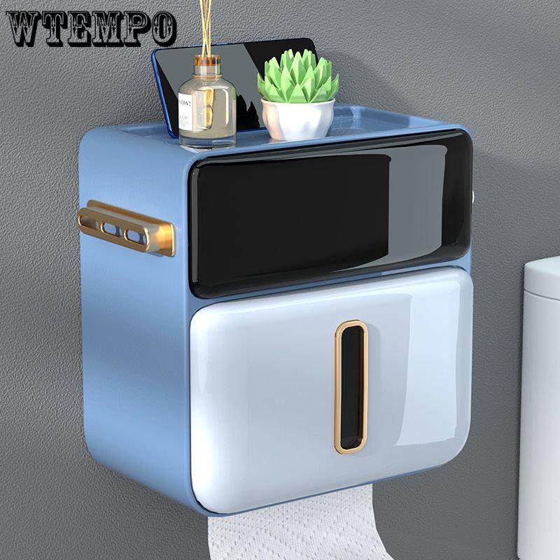 Toilet Wall Mounted Paper Towel Box Punch Free Toilet Paper Drawer Roll Toilet Paper Box Toilet Shelf