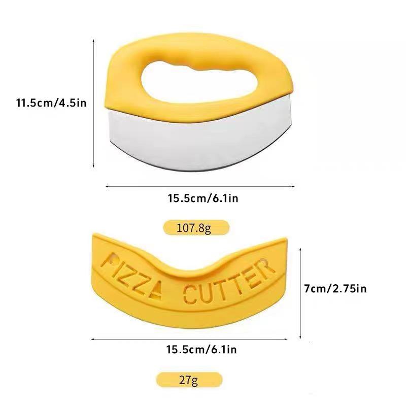Pizza Cutter Stainless Steel European and American Style Creative Dough Cutter Semi-Circle Scraper Baking Tool Pizza Cheese 2Pcs 1
