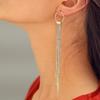 Women Luxury Fashion Glitter Crystal Long Tassel Earrings for Party Weeding