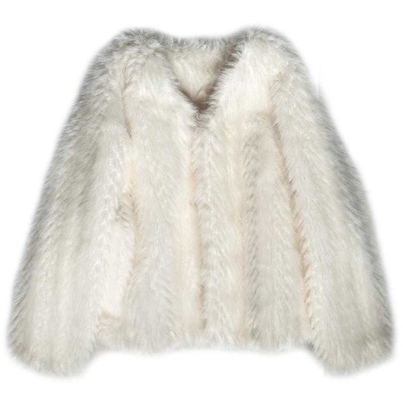 Winter coat women's new collar fox hair toka fur plush clothes large size furry fashion coat