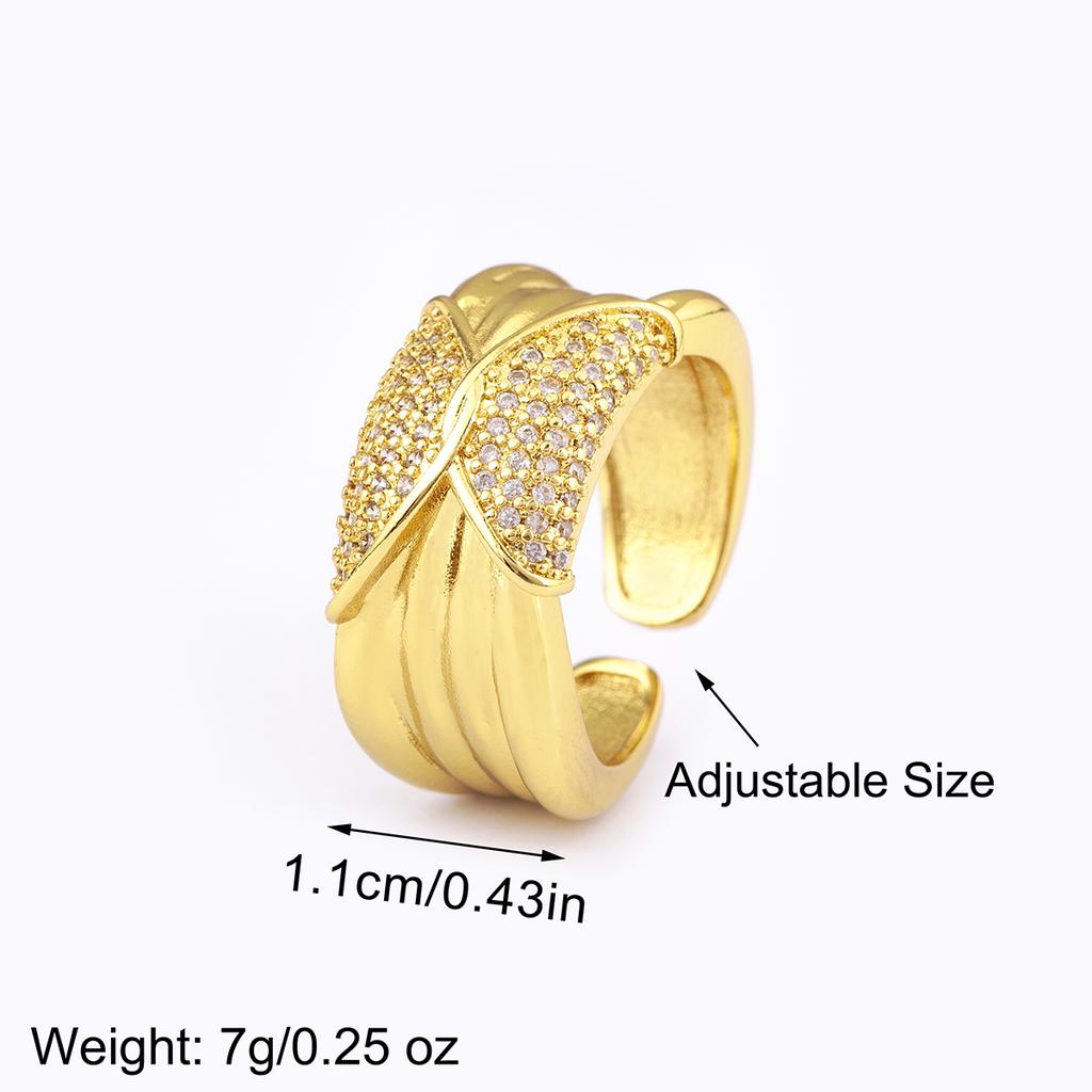 Nidin High Quality Shine Zircon Irregular Geometric Open Rings Adjustable For Female Male Personality Finger Jewelry Party Gifts