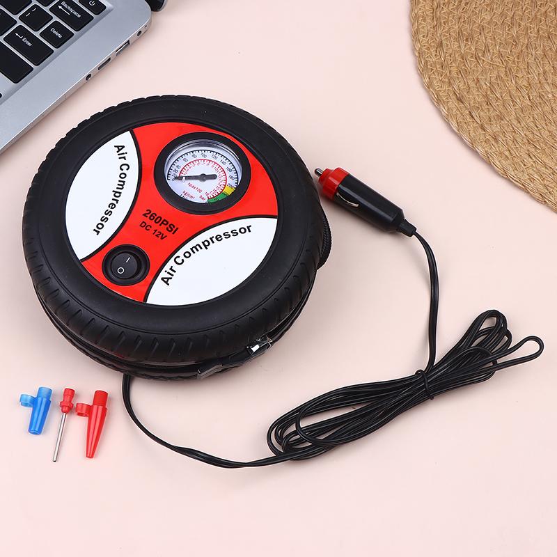 Gonfleur de pneus 12V Compresseur d'air Portable Gonfleur de pneus de voiture Manomètre de pression des pneus Pour pneus de voiture Vélo Compresseur d'air Accessoires