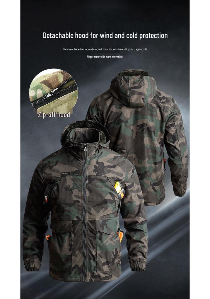 Men's Plus Velvet Arctic Fleece Ski Suit Set - Thickened, Windproof, Waterproof, Warm Cotton Workwear for Outdoor Cold Protection.