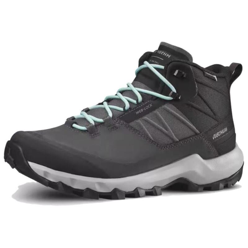 DECATHLON MH500 Comfortable and Versatile Non-Slip and Waterproof Mid-Top Hiking Shoes Women's Black Grey