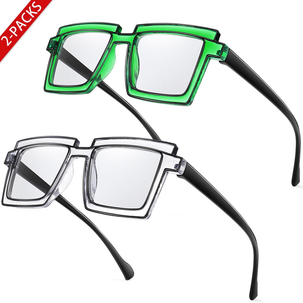 2 Pairs Men and Women's Fashion Sunglasses Square Frame Candy Color Glasses for Parties Shopping and Selfie