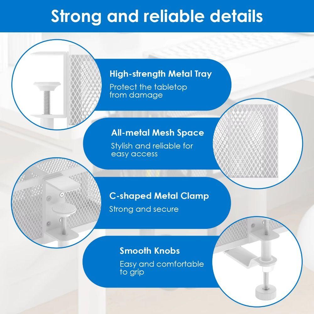Metal Clip Under Desk Headphone Hanger Anti-Spill Earphone Storage Rack  Desktop Organizer