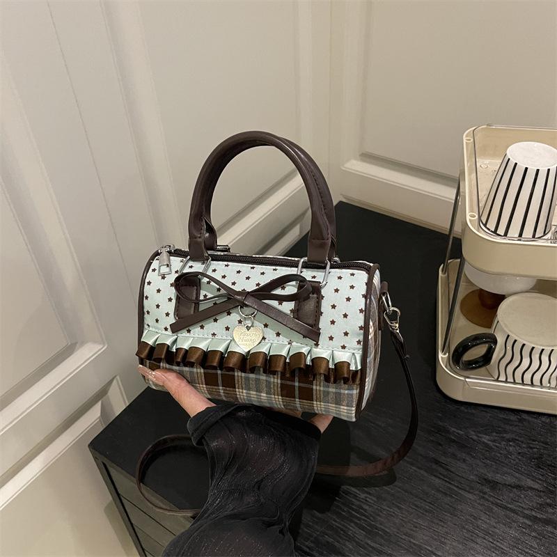 Sweet Bow Lace Fashion Polka Dot Foreign Style One Shoulder Portable Underarm Bag Women's New 2025 Trend Lace