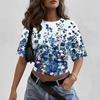 Women's Crew Neck Pullover T-Shirt Floral Print Short Sleeve Casual Loose Fit Top Lightweight Summer Tee