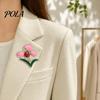 Elegant Floral Jewelry Enamel Tulip Ladybug Brooch for Women, Oil-Dripping Flower Ladybird Decorative Accessory Lapel Pin, Sweater Cardigan Coat Suit