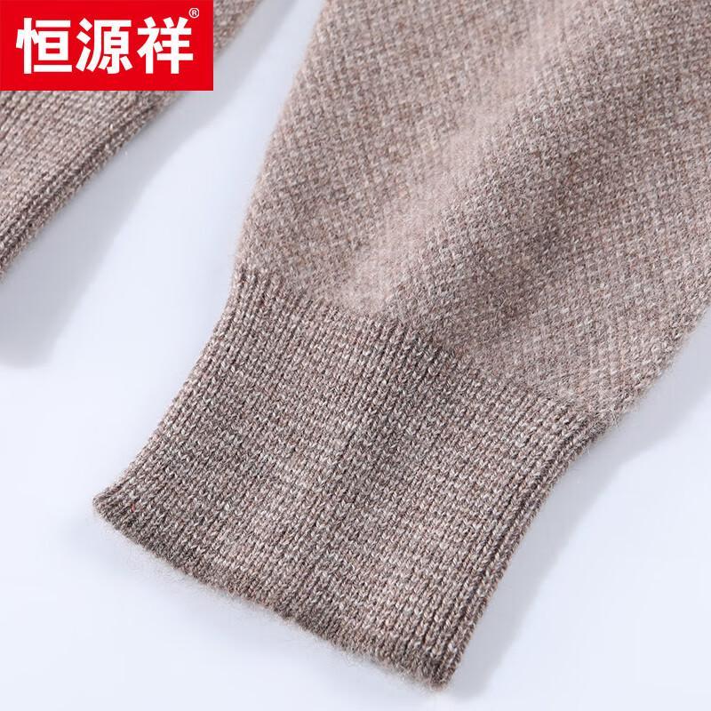Hengyuanxiang Men's 100% Cashmere Round Neck Thick Knit Sweater