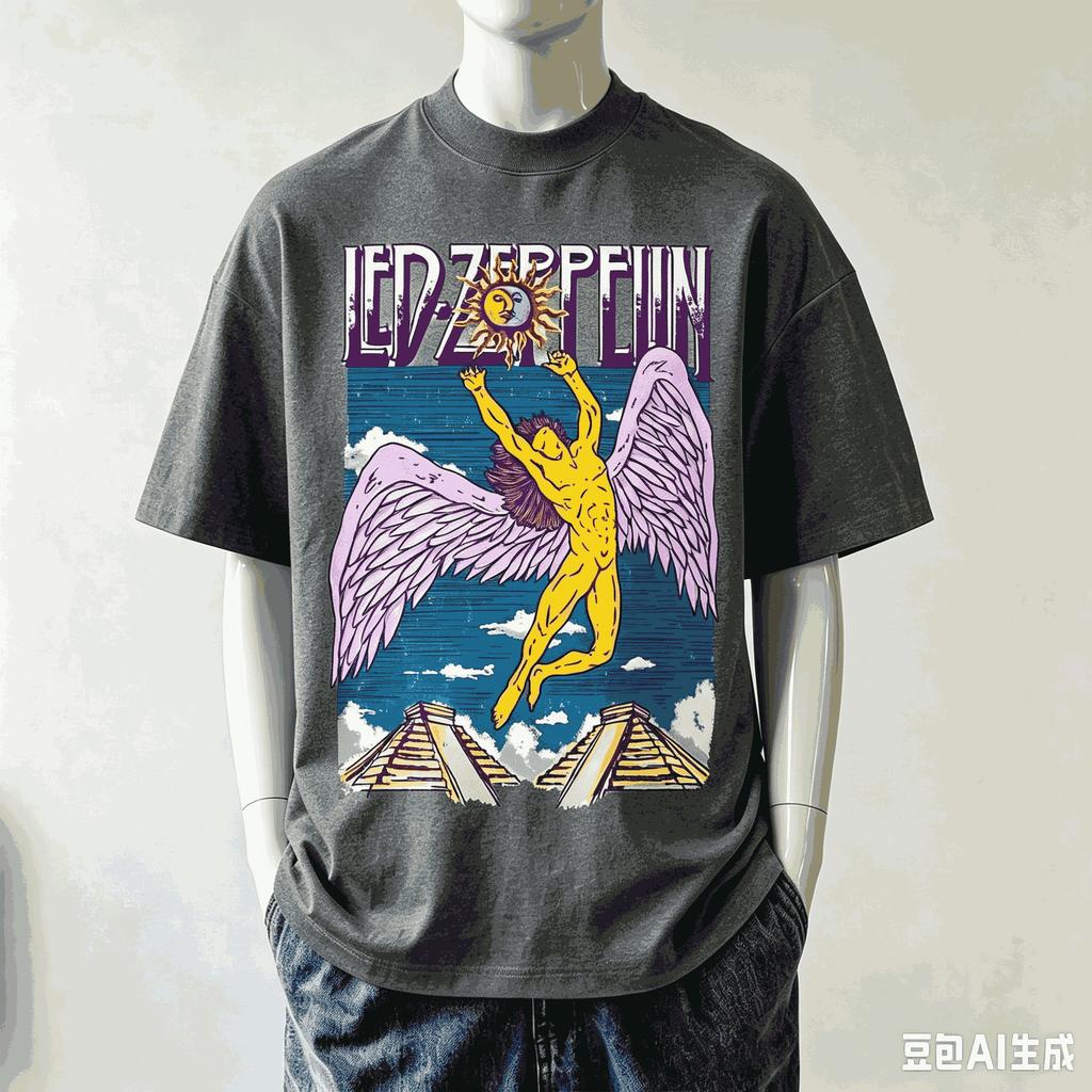 Led Zeppelin Unisex Fashion Street Casual Tee Classic Loose Cutting Comfort Daily Wear Shirts Stylish Unique Oversized Classic