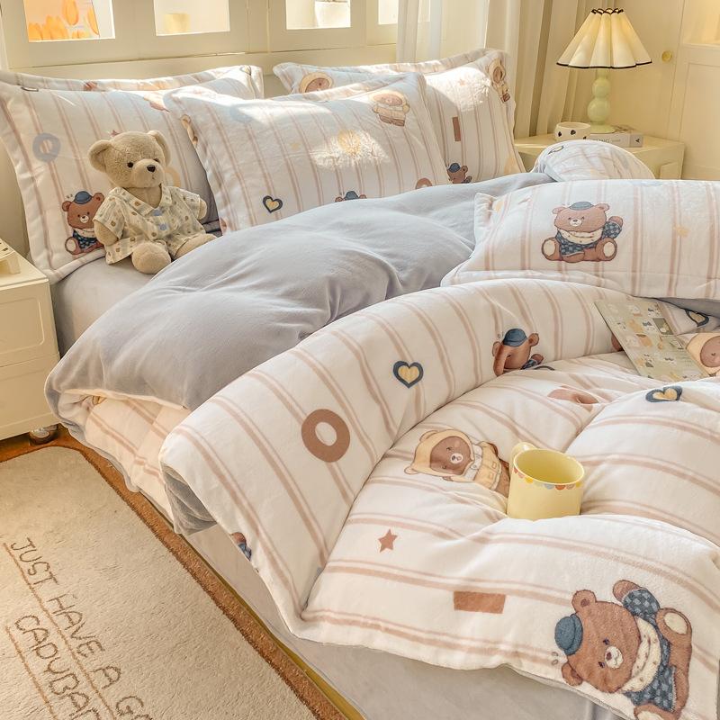 

Приятный к коже утолщенный молочный флис Четыре предмета Простыня Пододеяльник Студенческое общежитие Три предмета Постельное белье Sheet 1.2 3pc- quilt cover 150x200