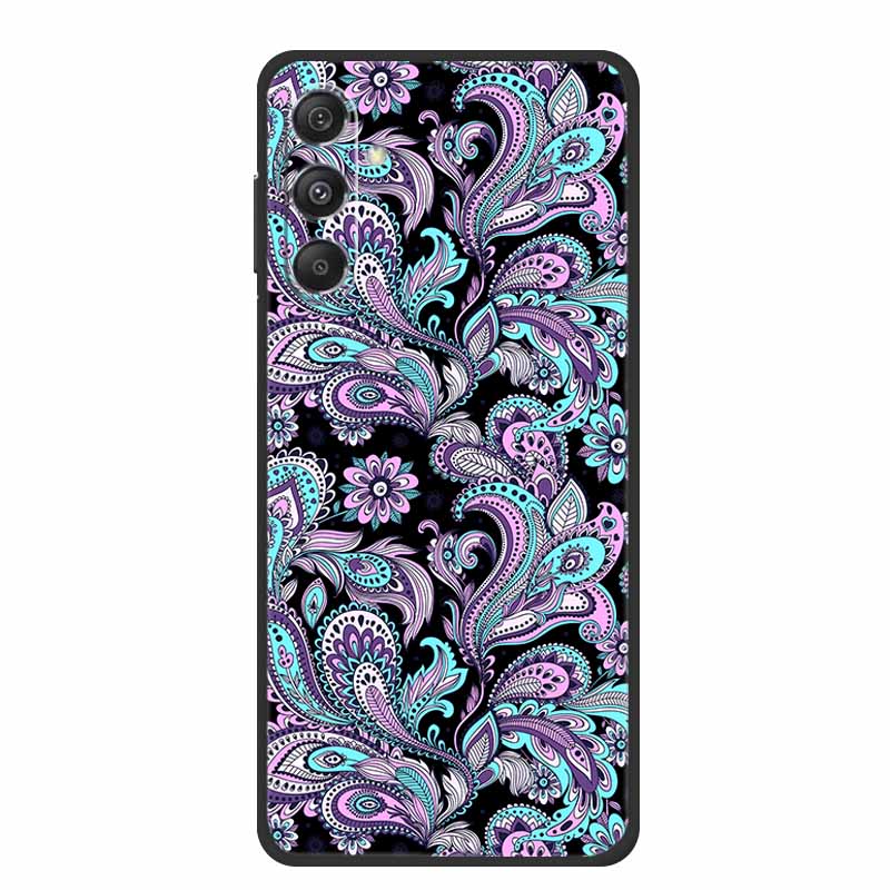 For Samsung Galaxy M36 A17 5G Case Flower Black Silicone Soft Back Cover For Samsung Galaxy S25 FE Plus Phone Case Coque Cartoon