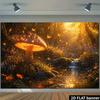 2D Enchanted Mushroom Forest Party Backdrop, Fantasy Fairy Tale Background Decoration