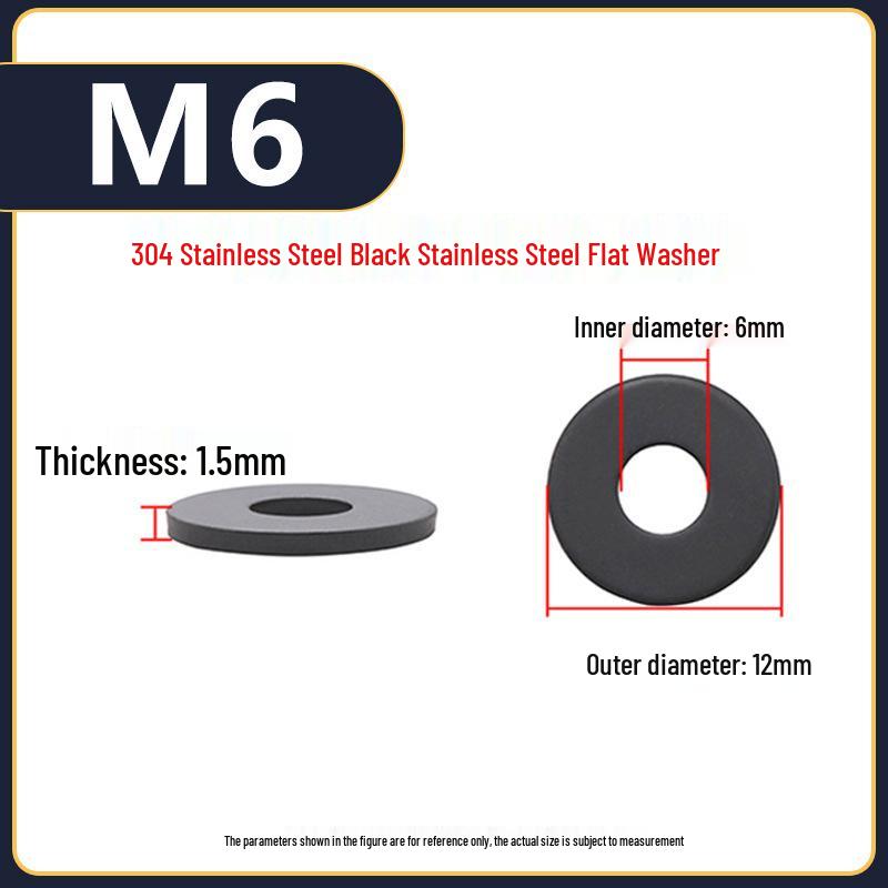 Yigu Yigu Stainless Steel Black Gasket Washer M3M4 Flat Screw Washer