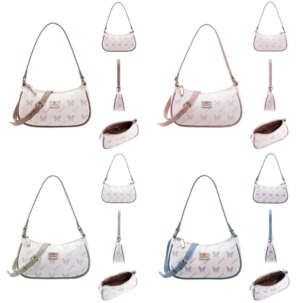 Womens Fashion Shoulder Bag With Butterfly Print Pu Material For Daily Use