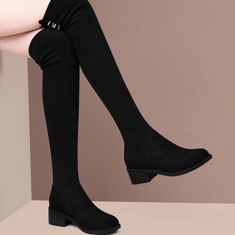 Winter thick heel boots women's over-the-knee boots piled thickened thermal leather boots thin boots women's shoes