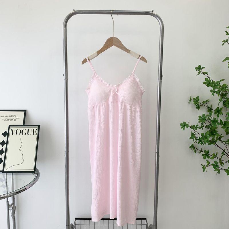Women's Nightdress with Suspenders Nipple Coverage 2024 Summer New Arrival Sweet Soft National Style Clouds Cotton Padded Cotton Silk Skirt