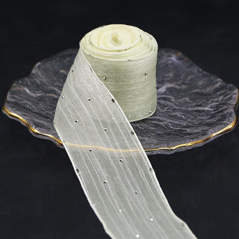 10 yardová role Jednobarevná organzová stuha s vlnitým okrajem stuha s rybím ocasem na kytici dárků Balení Dekorace na svatbu
