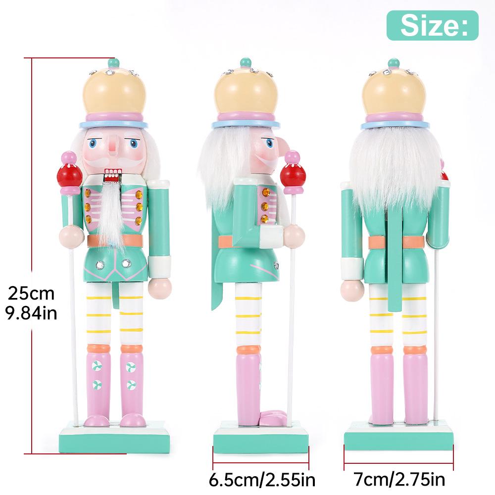 25cm Wooden Nutcracker Ornament Candy Series Soldier Statues Handcraft Doll Toy Home Office Decoration Statues Christmas Gift