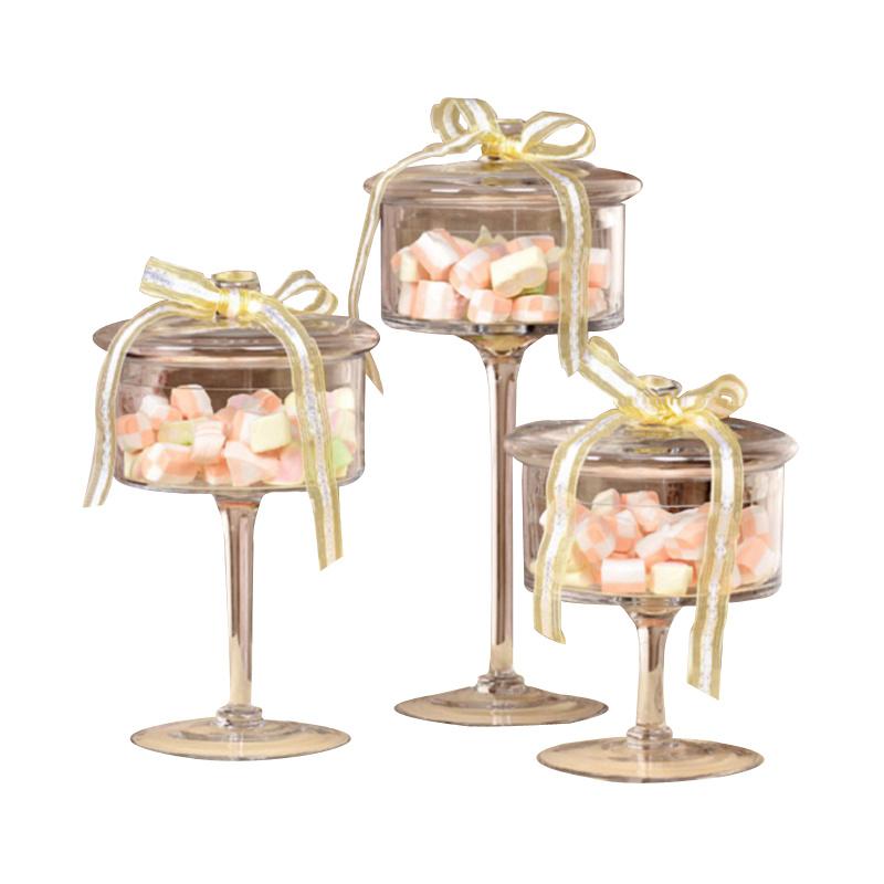Slim Tall Transparent Glass Candy Jar with Wedding Dessert Decoration Candy, Snacks, Dried Fruit Jar 3PCS/set