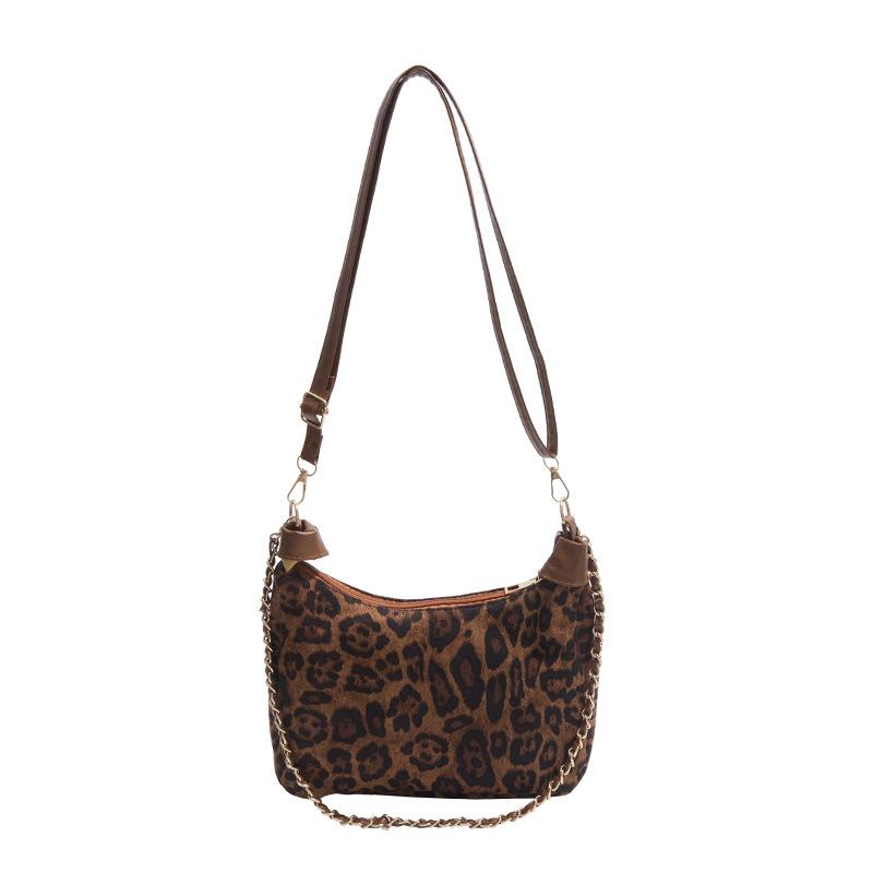 

Ретро сумка-мессенджер женская модная с леопардовым принтом, персонализированная, для поездок на работу, на цепочке, подмышку, большая вместимость, повседневная на плечо One size