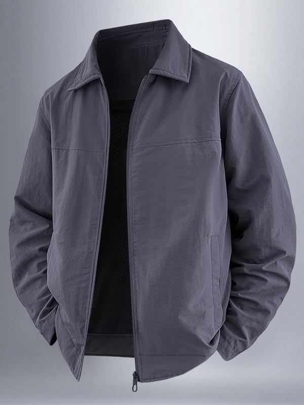 Men's Windproof Lapel Coat: 2025 New Style Solid Color Loose Casual Business Jacket for Spring & Autumn