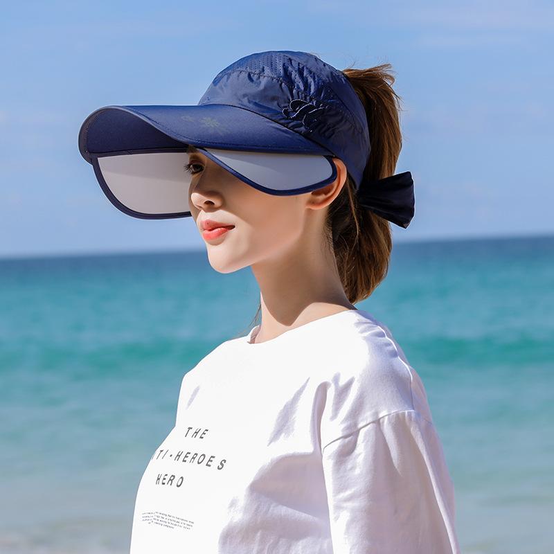 Summer Sun Hat Visor Caps Female Scalable Brim Empty Top Baseball Cap UV Protection Beach Sun Visor Hats For Women