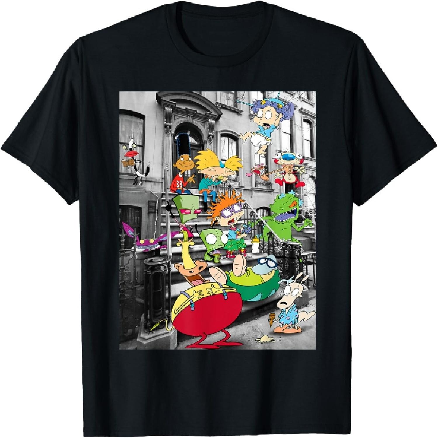 Nickelodeon Classic Nicktoons Hanging On Stoop T-Shirt S