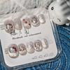 Purely Hand‑Made Press‑On Nails, Autumn‑Winter Niche Ins‑Style White‑Ceramic Cat‑Eye with Happy‑Kitten Graffiti False Nail Art