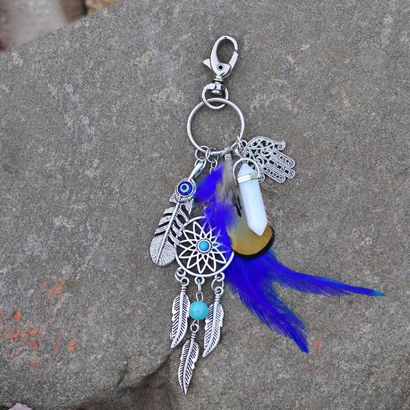 Bohemian Style Key Chains Dreamcatcher Keyring Feather Keychain Car Keychain Pendant