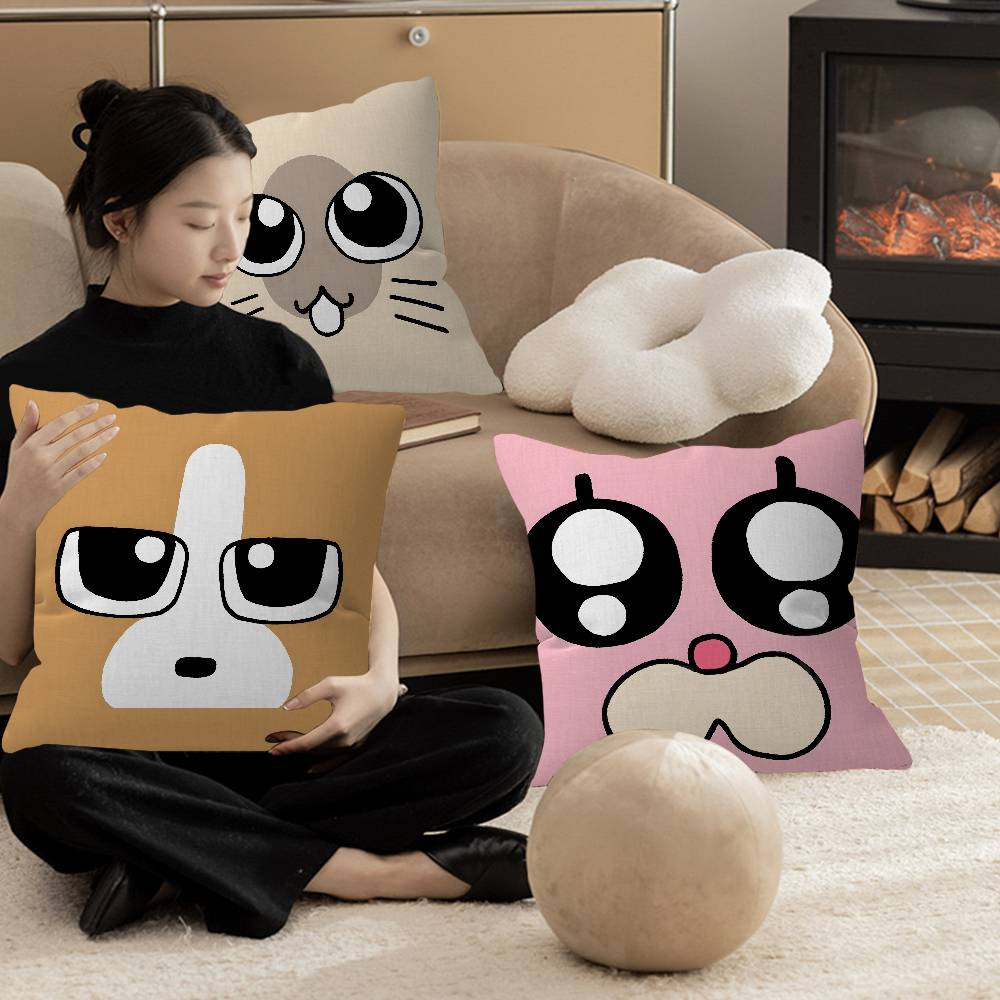 Anime SiamLIPu Pillow Covers Cartoon Sofa Decorative Home Double-sided Printing Short Plush Cute Cushion Cover