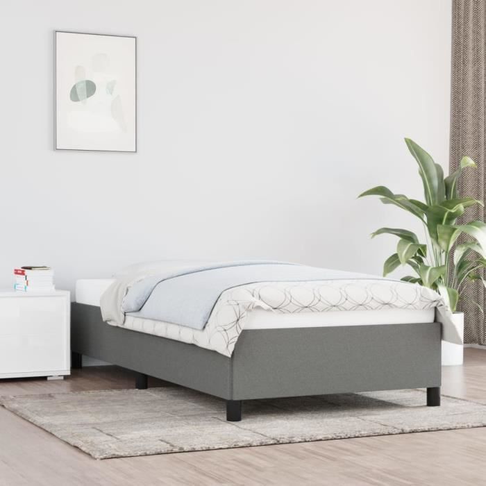 347043 vidaXL Cadre de lit Gris foncé 100 x 200 cm Tissu