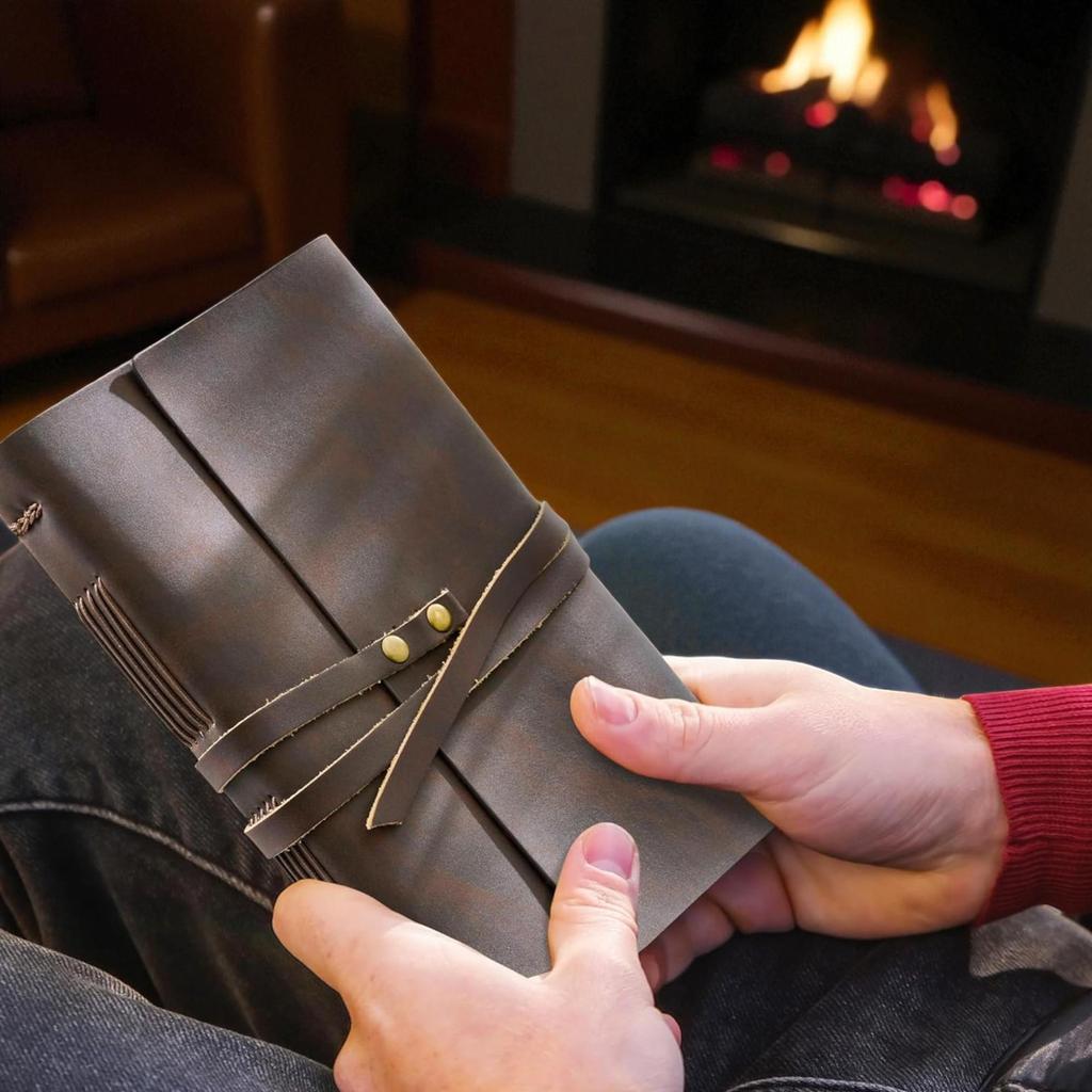 Handmade Leather Journal 5x7 – Vintage Wrap Notebook – 200 Deckle Edge Pages – Rustic Brown Leather Diary – Traveler Writing Journal