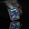 23.25 Ct Aurora Fire Opal Checker Emerald Certified 925 Sterling Silver Pendant