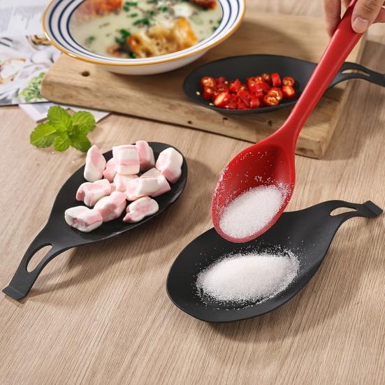 2-in-1 Silicone Sauce Dish Spoon Rest Food-Grade TPE Non-slip Chopstick Rest Plate Kitchen Condiment Dish for Dipping Sauces Home Travel