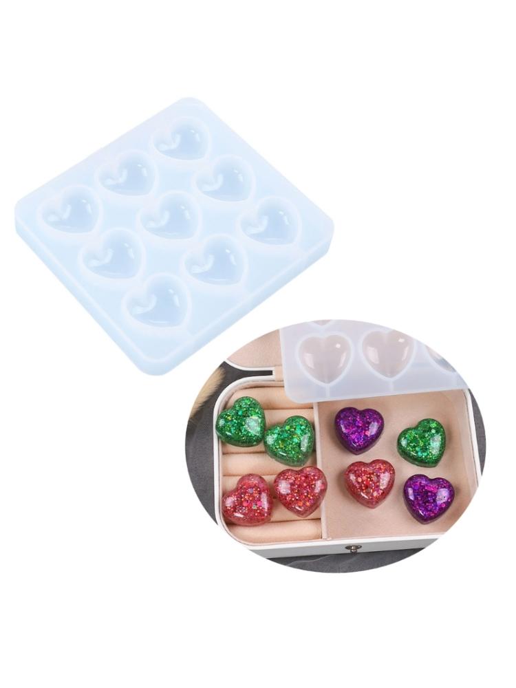 Small Crystal Silicone Mold with 9 Holes Silicone Craft Molds Beautiful Heart Shaped Chocolate Molds Silicone