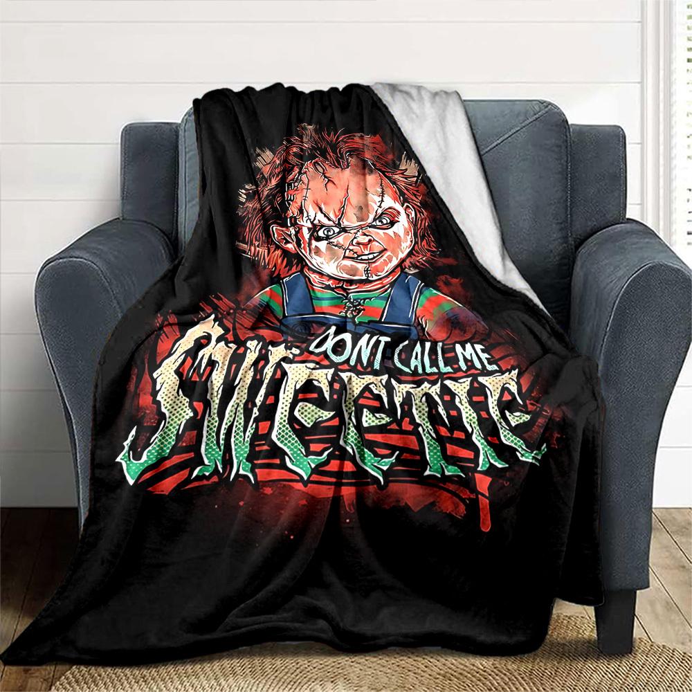 1pc Chucky Sweetie Throw Blanket Soft Flannel, Cozy All Season Polyester Perfect for Home, Office