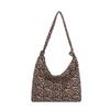 Leopard Print Diagonal Cross Large Capacity Single Shoulder Canvas Bag