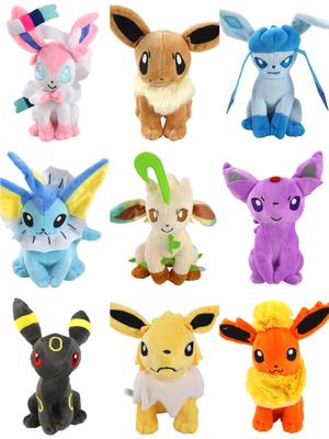 Σετ Βελούδινων Παιχνιδιών Εξέλιξης Eevee 9 Τεμαχίων: Κούκλες Καθιστές Eevee, Espeon, Flareon, Leafeon και Umbreon