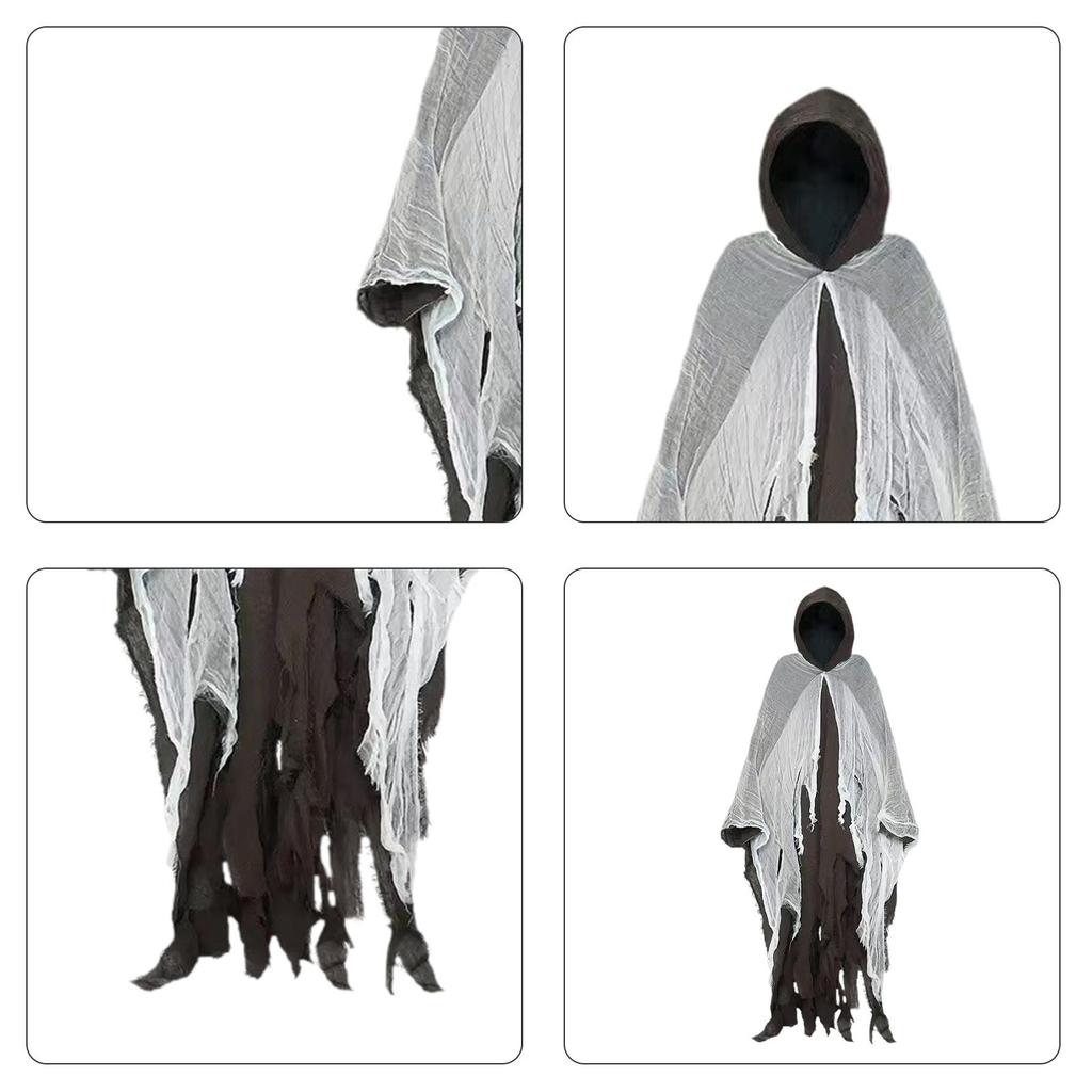 Halloween Robe Cloak Cosplay Costume Vampire Reaper Cosplay Cape Wizard Cloak for Escape Room Theme Party Adult Unisex Man Women