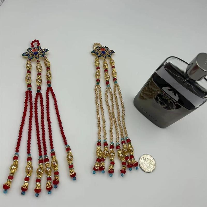 Handmade Wedding Groomsmen Hanfu Embroidery Zipper Tassel Cheongsam Pendant Diy Hairpin Bead Stringing Adult Alloy Glass