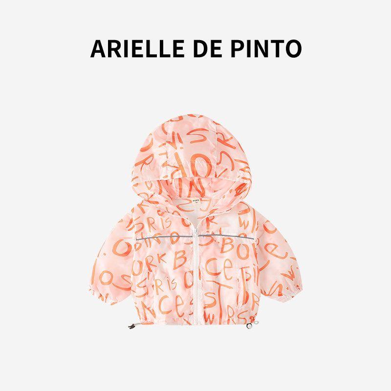 French Arielle De Pinto Boys  Sun Protection Clothing Summer Outdoor Clothing Breathable Hooded Sun Protection Jacket Orange 120