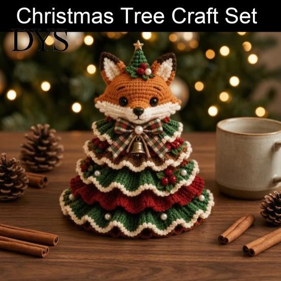 DIY Yarn Knitting Projects Animal Christmas Tree Crochet Kit, Highland Cow Cute Handmade Gift Idea for Family Dachshund Cat Crafting Kit Beginners,