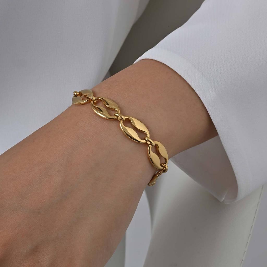 Stainless Steel Full Light Lip Chain Bracelet 18K Gold, Fashion Ladies Jewelry Br-2640