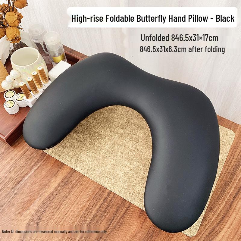 Russian-Style Foldable U-Shaped Leather Manicure Hand Rest with Butterfly Design