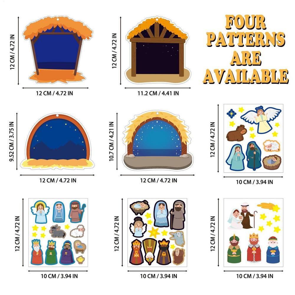 72pcs DIY Christmas Tree Decoration Set Homemade 2D Christmas-theme Ornament Craft With Stickers For Kids Adults Tree Holiday