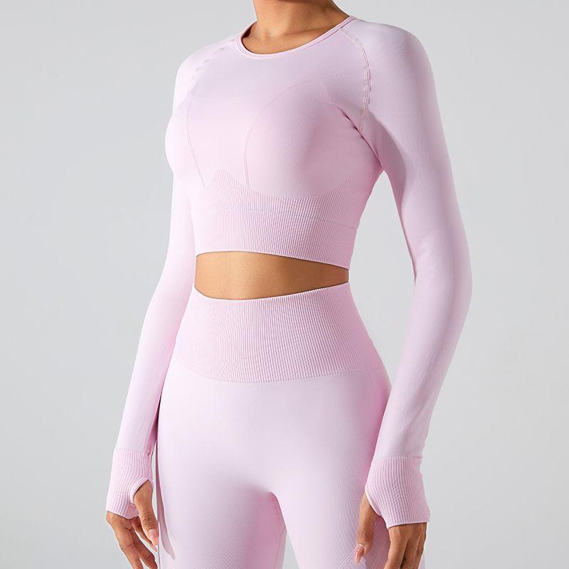 Yoga Clothes Suit Women's 2023 New Arrival Fall and Winter Tight Long Sleeves Fitness Clothes Tops Fancy Bright Color Sports Quick-Drying